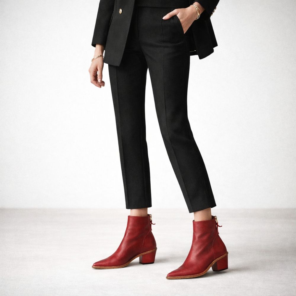 History541 - Alice Ankelstøvlett Rød Buffaloskinn