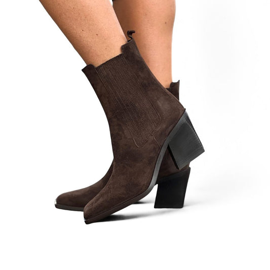 Brune semskede ankelboots
