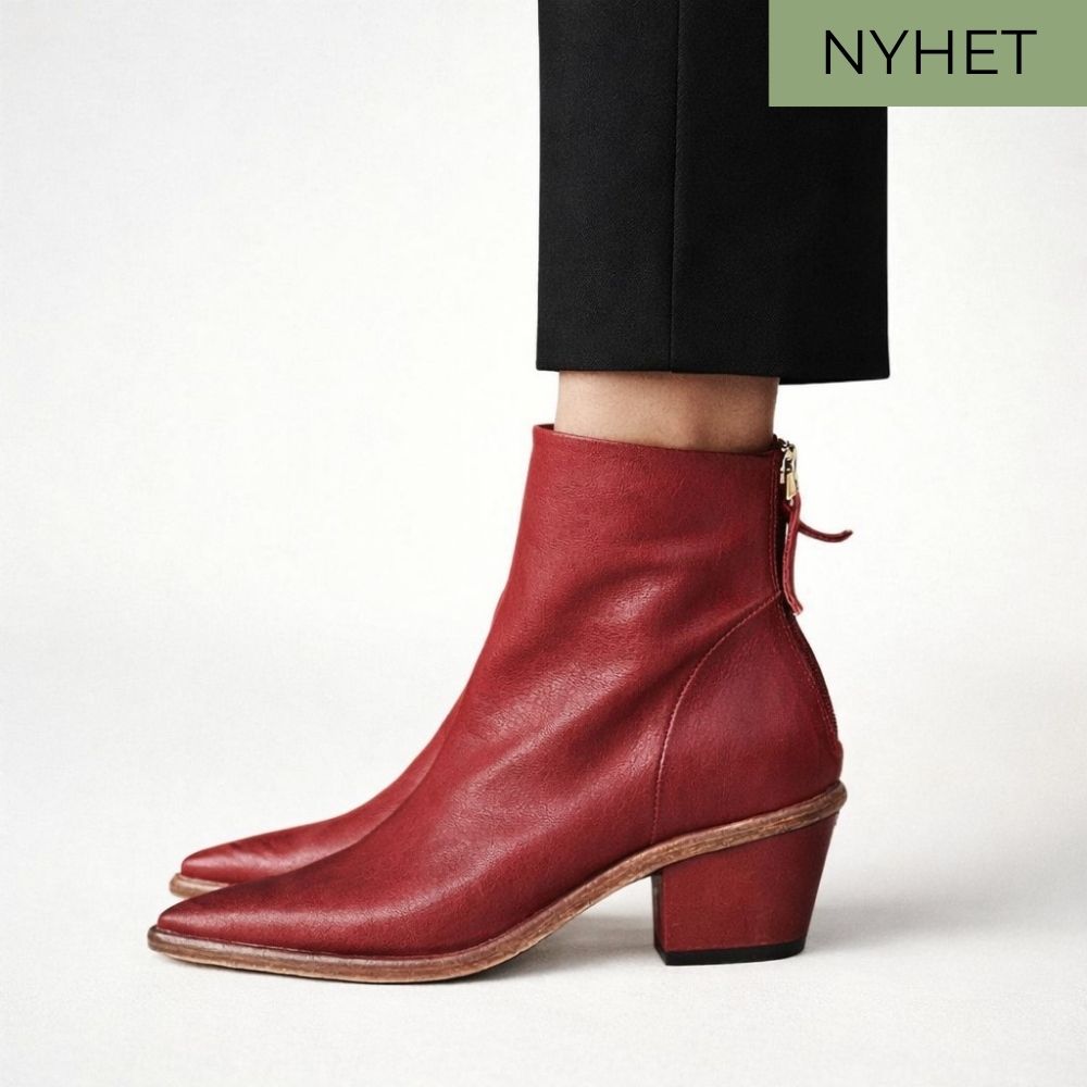 History541 - Alice Ankelstøvlett Rød Buffaloskinn