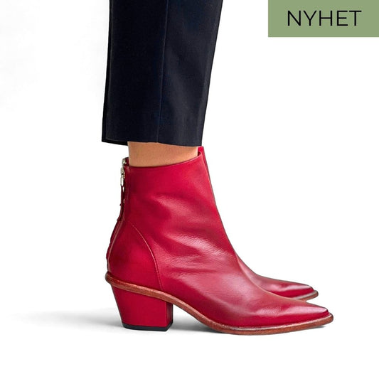 History541 - Alice Ankelstøvlett Rød Buffaloskinn