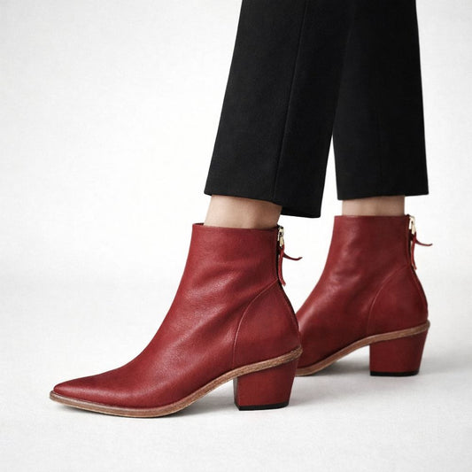 History541 - Alice Ankelstøvlett Rød Buffaloskinn