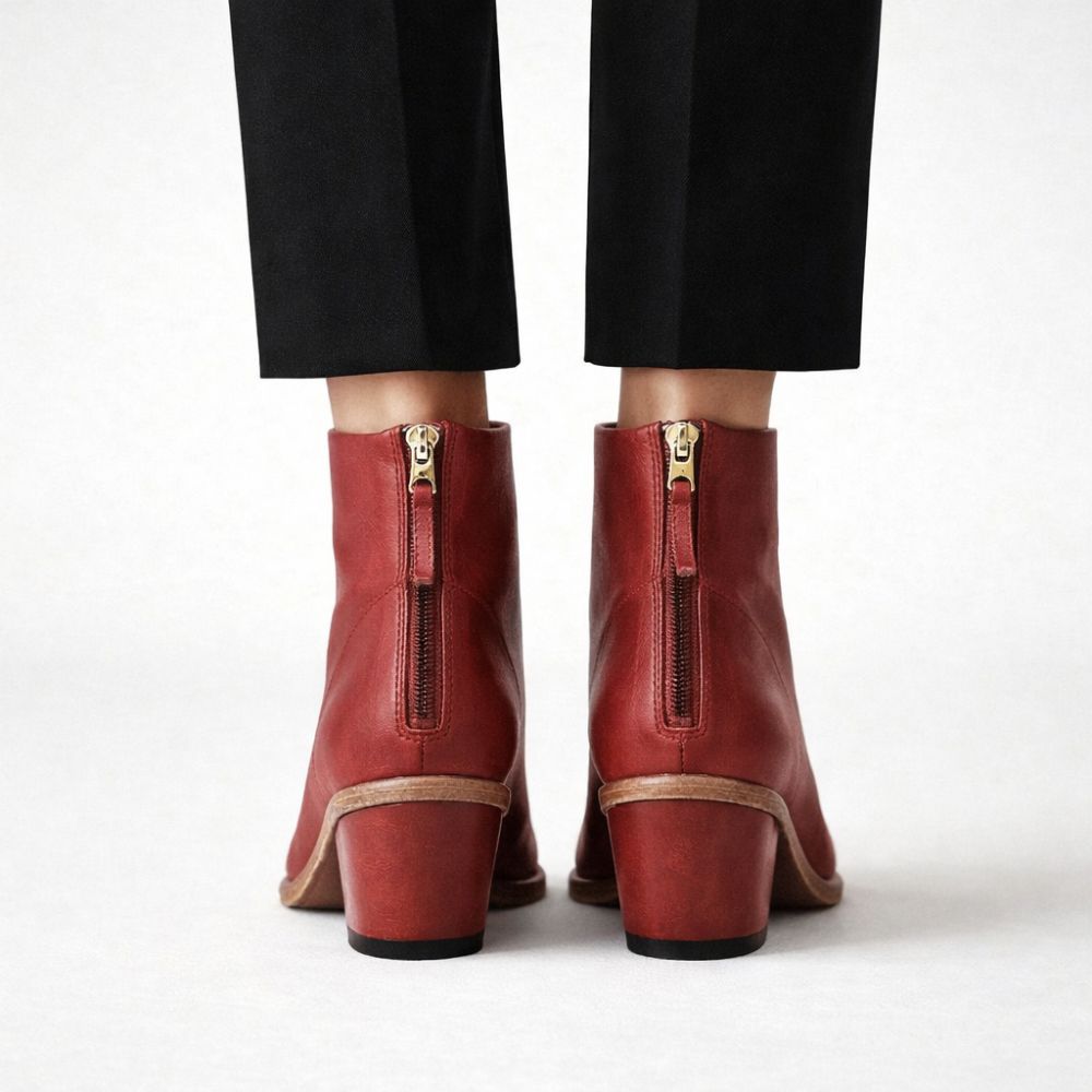 History541 - Alice Ankelstøvlett Rød Buffaloskinn