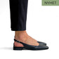 Sort slingback sko til dame i skinn med lav hæl.