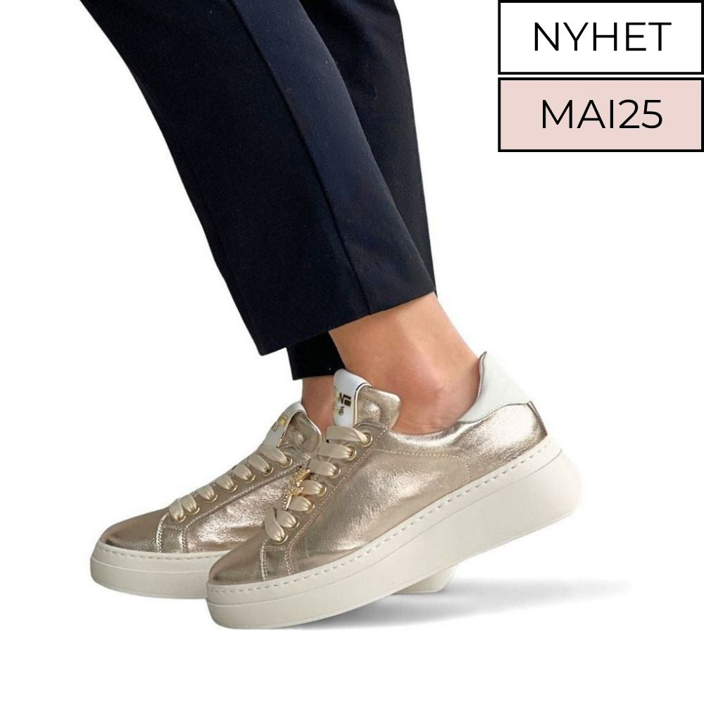 Gull chunky sneakers til dame i skinn