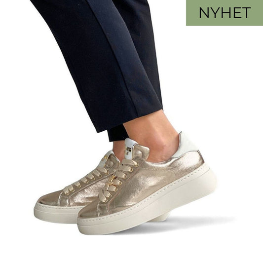 Gull chunky sneakers til dame i skinn
