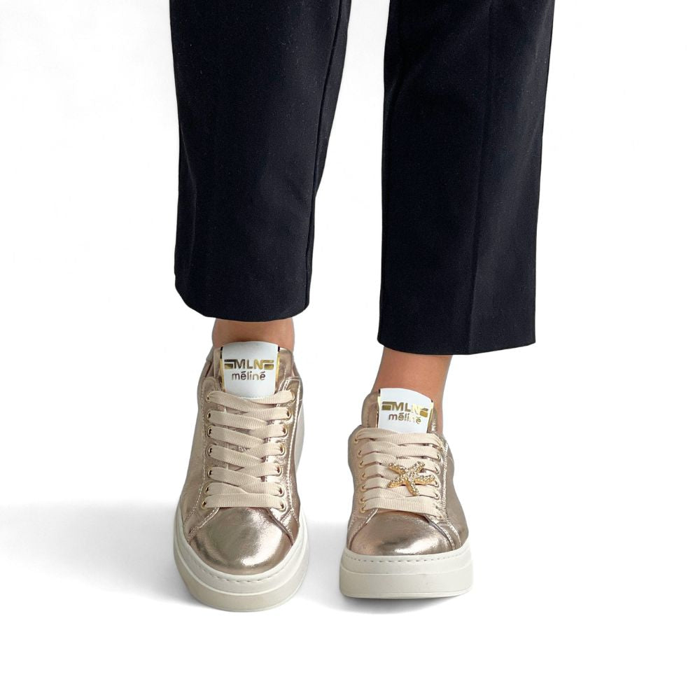 Gull chunky sneakers til dame i skinn
