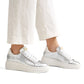 Sølv chunky sneakers til dame i skinn