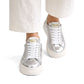 Sølv chunky sneakers til dame i skinn