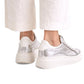 Sølv chunky sneakers til dame i skinn